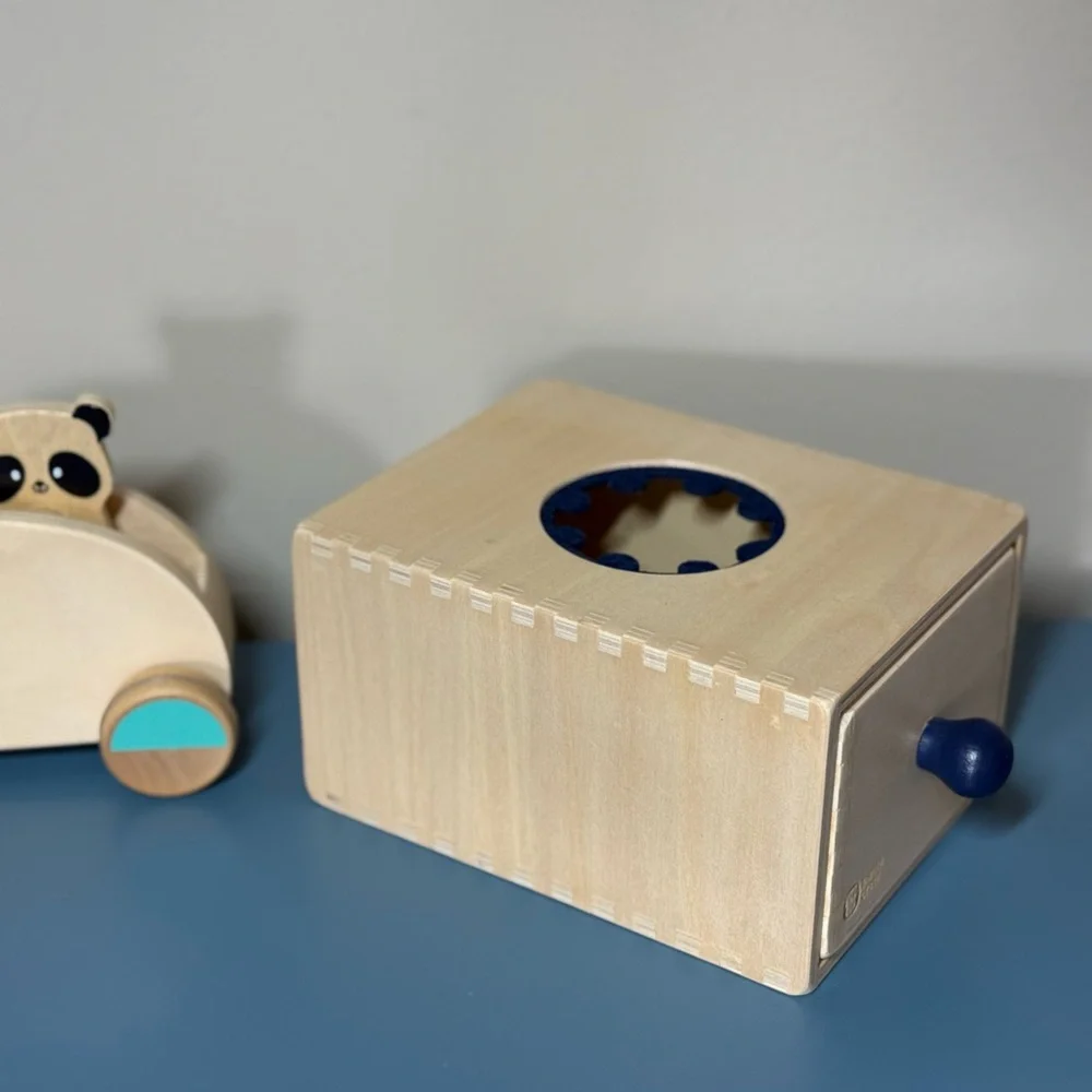 Kiwi Co Panda Crate Wooden Panda Pull Back Car & Ball Drop Drawer Toys NEW